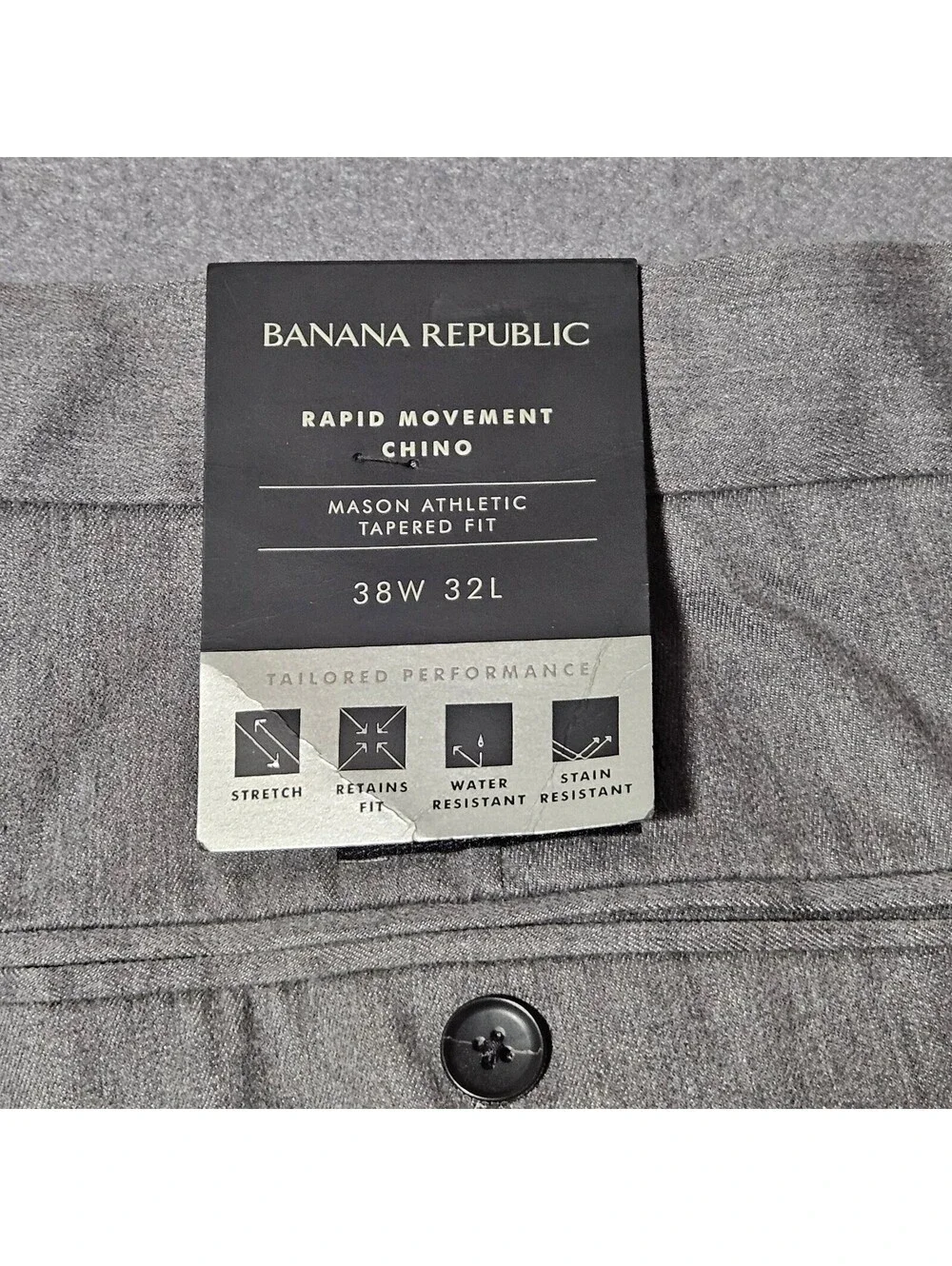 Banana Republic Men's Rapid Movement Mason Athletic Tapered Fit Chino Pants 38W